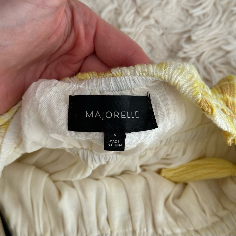 Majorelle baker Yellow Tie-Dye Ruffle Mini Dress Size S backless elastic waist - Picture 9 of 10